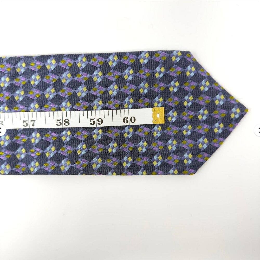 Robert Talbott Silk Tie Geometric Pattern Blue Pu… - image 4